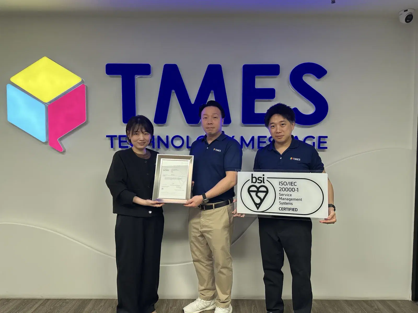 TMES receiving ISO/IEC 20000-1 certification from BSI