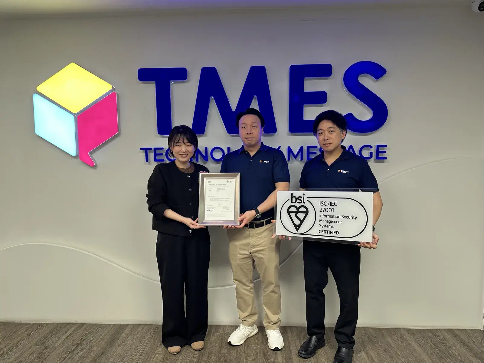 TMES receiving ISO/IEC 27001 certification from BSI