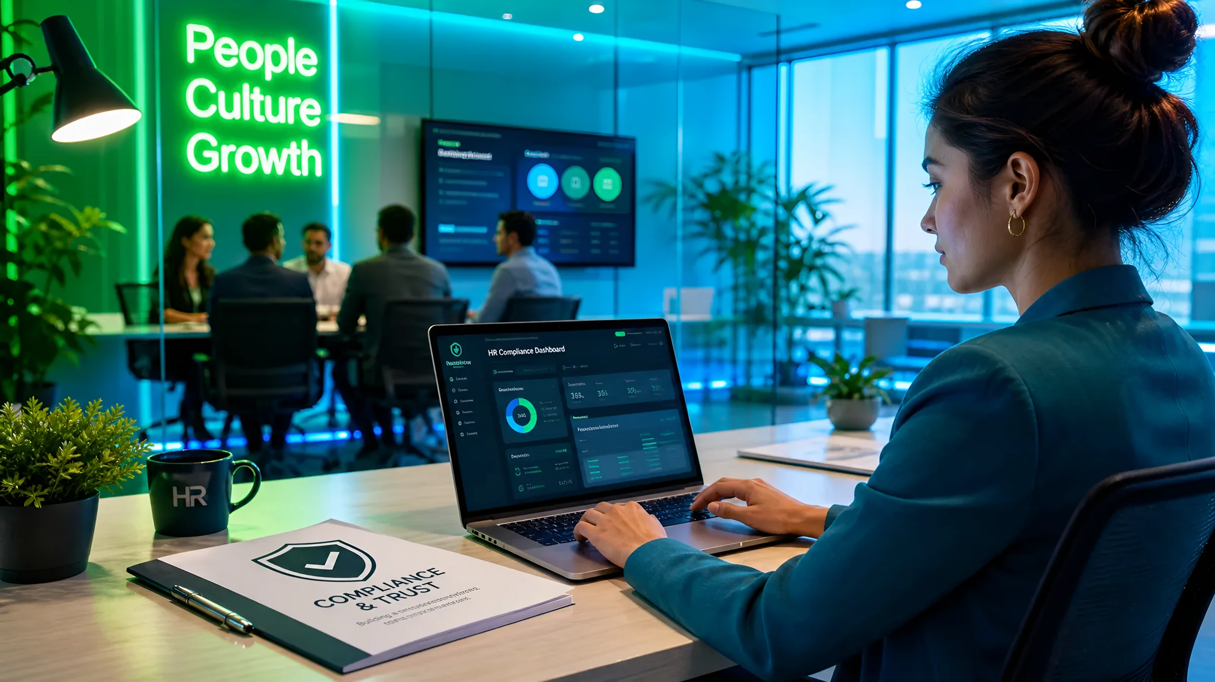 HR manager reviewing people analytics