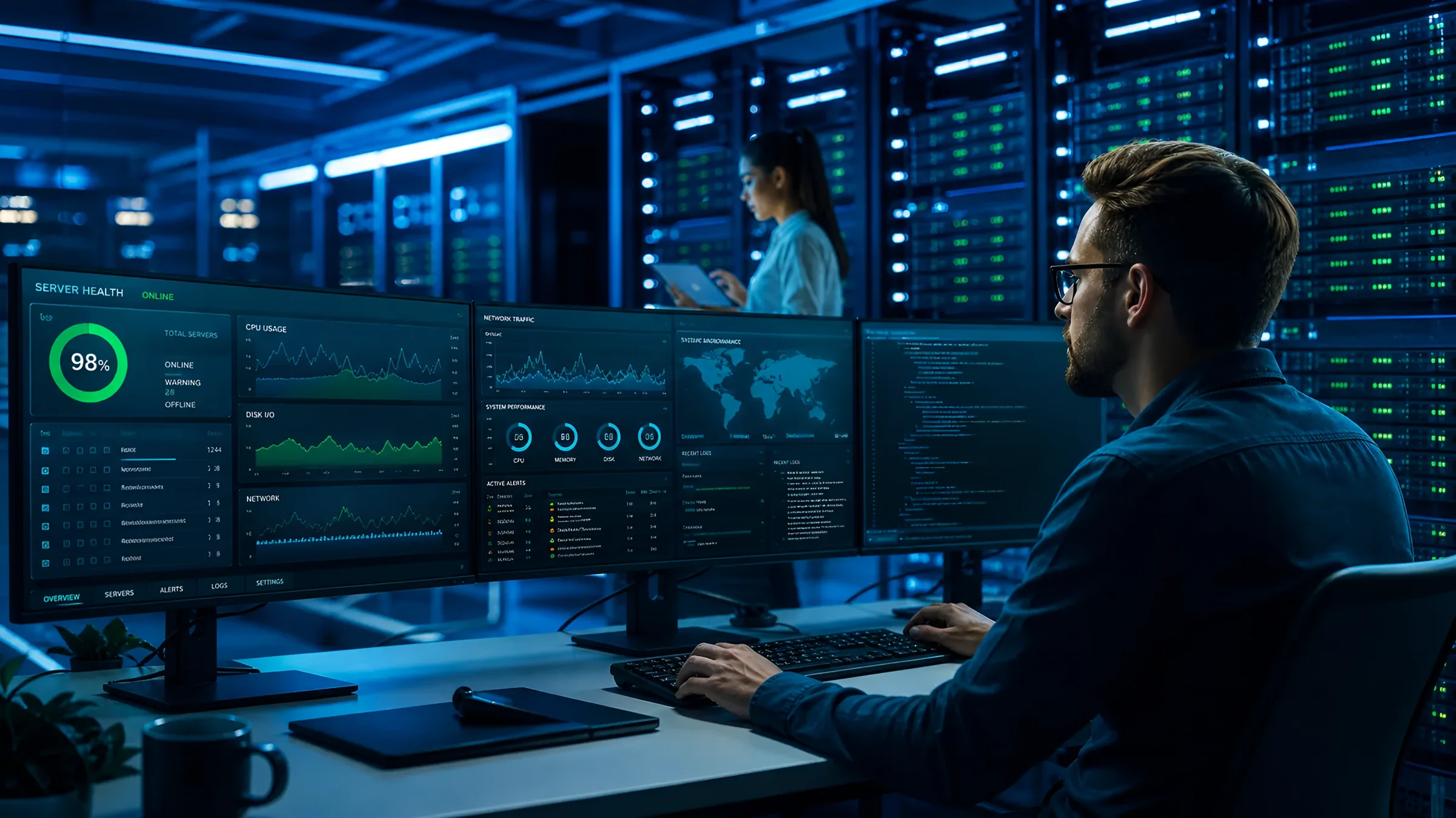 Engineers working through a managed services queue