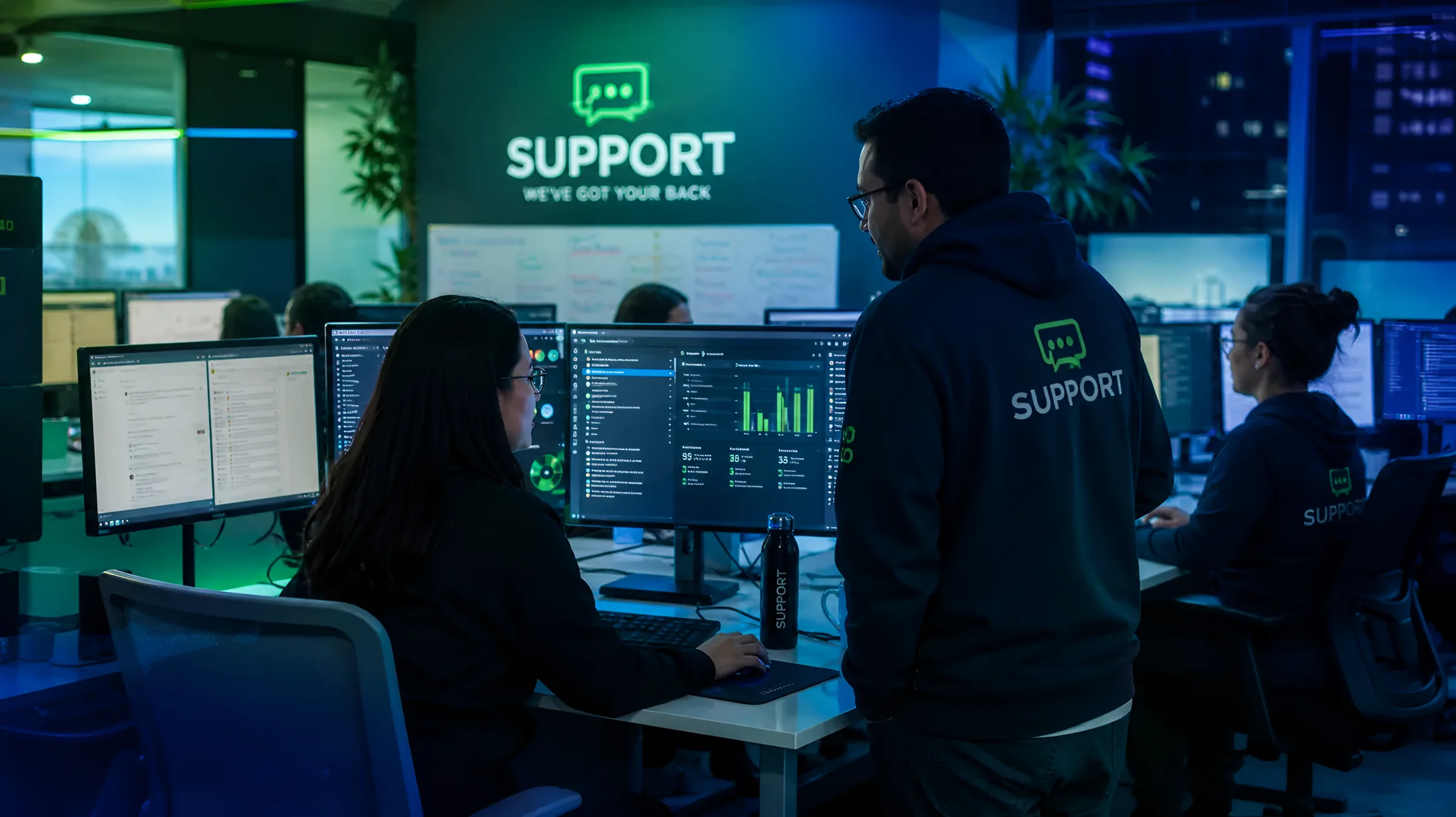24/7 support desk engineers on shift