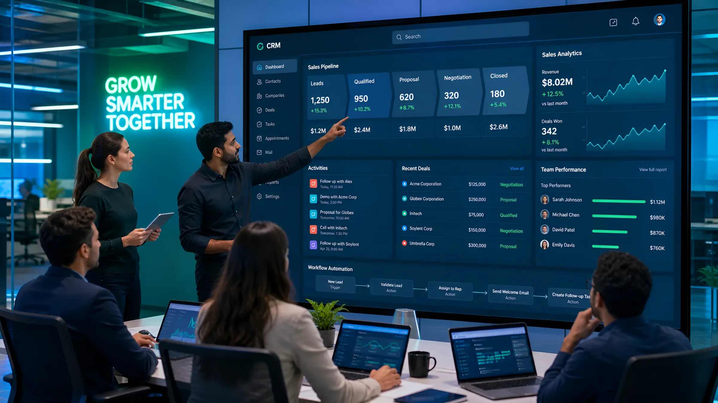 Marketing team presenting CRM campaign results