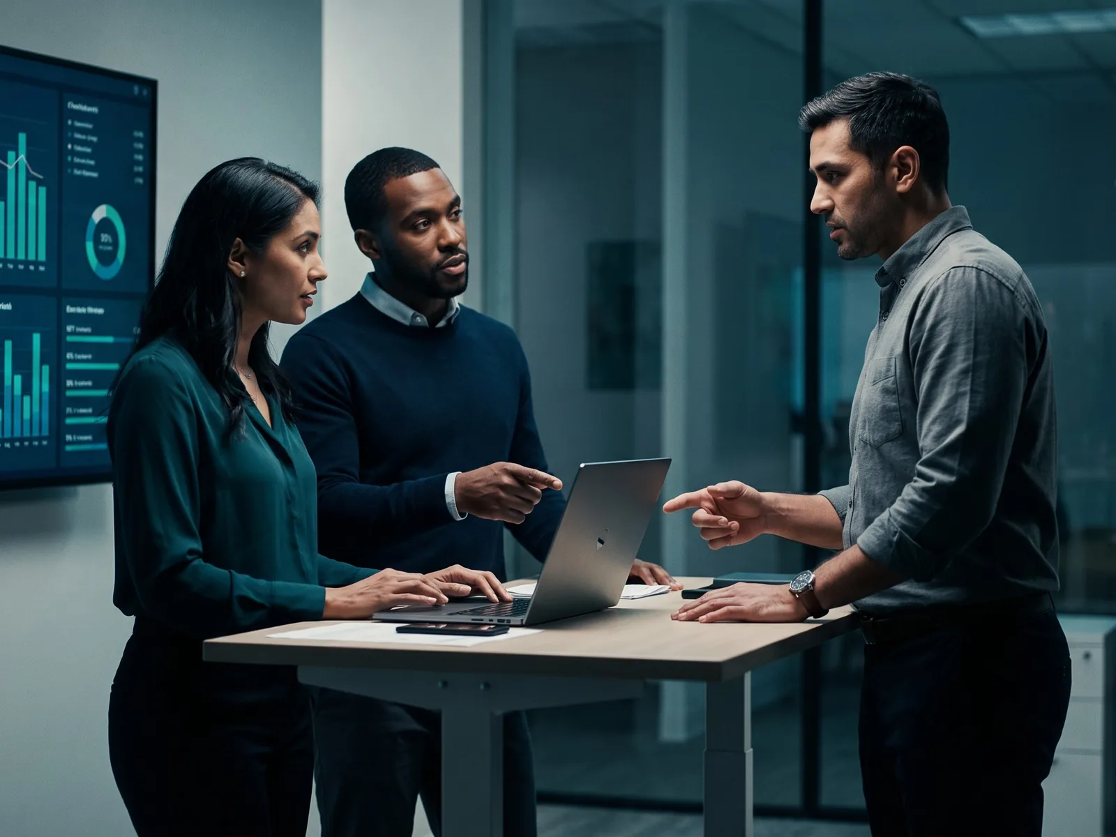 Analysts presenting live retail data