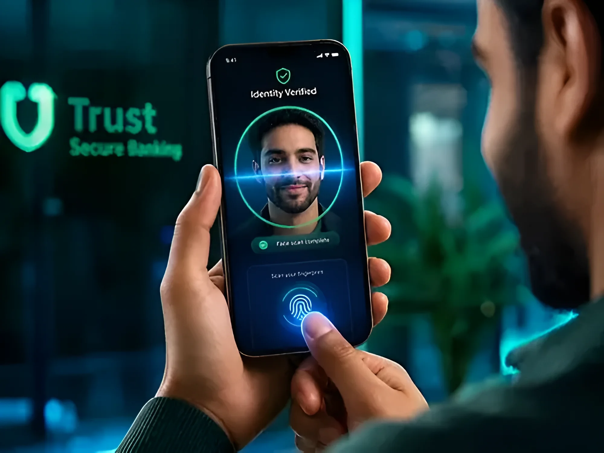 Customer completing face verification on a phone